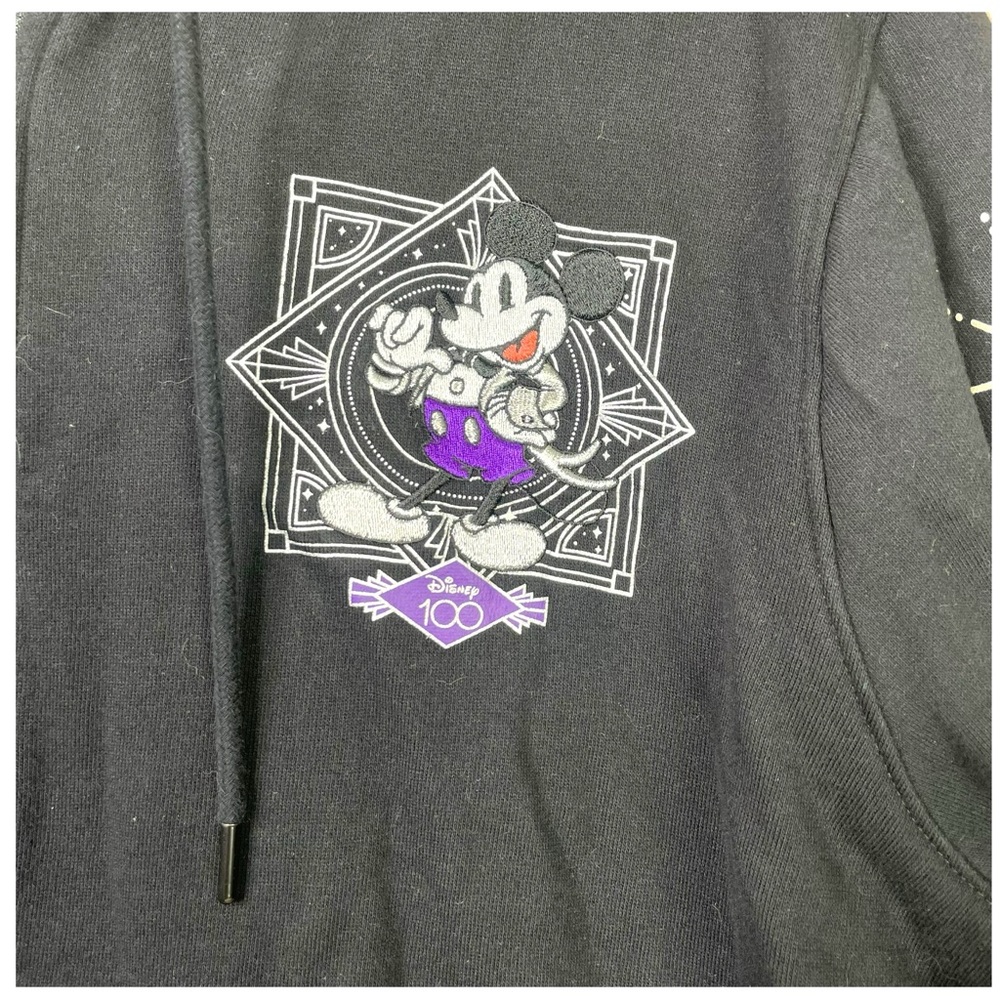 Disney World Hoodie 1X 100th Anniversary Mickey & Friends Black Zip Up Embroided - Picture 4 of 11